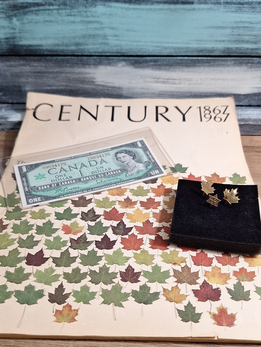 #ADB 1867 To 1967 Canadas Centenial Book Dollar And Lapel Pin.